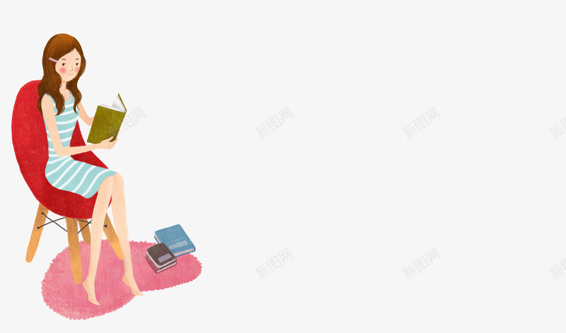 坐着看书的女生png免抠素材_新图网 https://ixintu.com 坐着读书 女生 椅子 看书