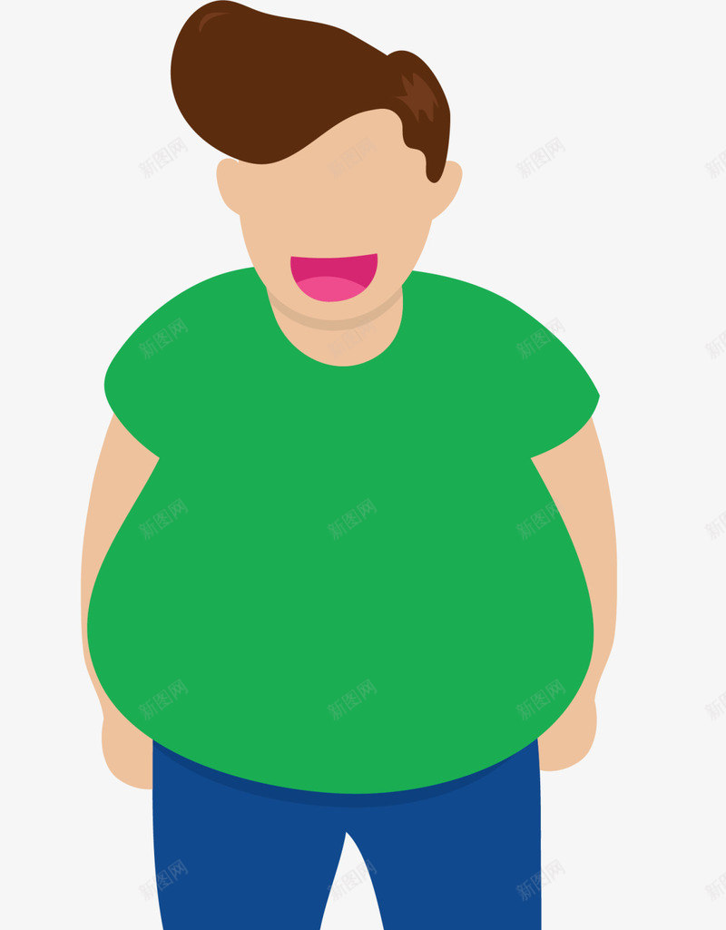 绿色卡通微笑大肚子男人png免抠素材_新图网 https://ixintu.com 世界肥胖日 体重 健康 大肚子男人 胖子 胖爸爸 胖男人
