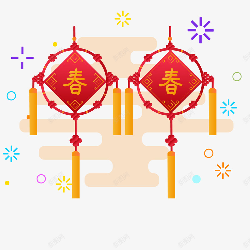 卡通新年春节挂饰元素png免抠素材_新图网 https://ixintu.com 2019 中国风 农历新年 挂饰 新年 春节 猪年 迎春