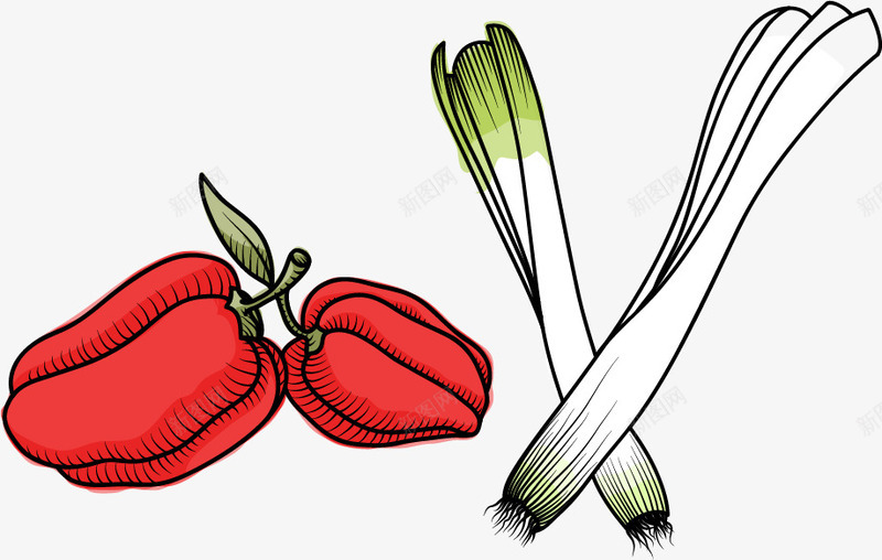 大葱辣椒png免抠素材_新图网 https://ixintu.com png 一捆 大葱 矢量素材 素材 辣椒