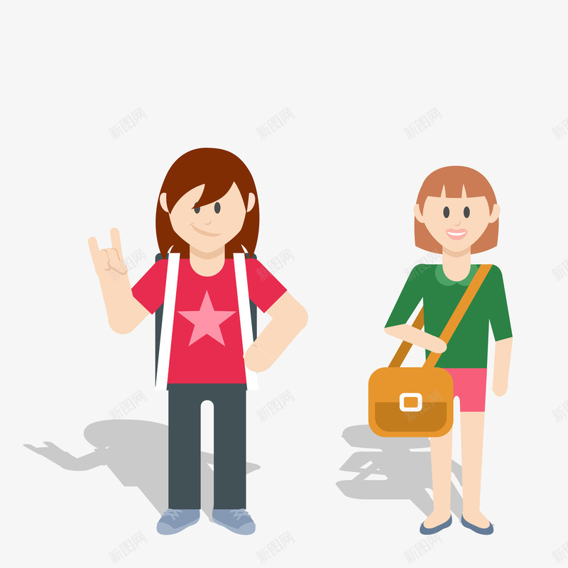 学生png免抠素材_新图网 https://ixintu.com 女生 扁平 短发 长发男生 高中生