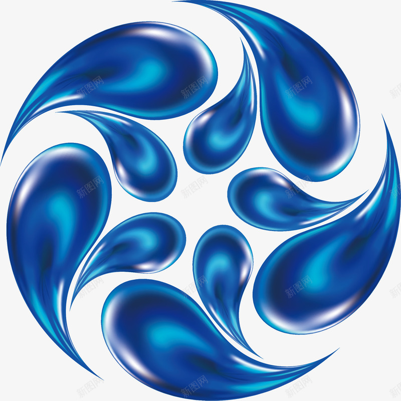 圆环水珠深蓝色海报装饰png免抠素材_新图网 https://ixintu.com 圆环 水珠 海报装饰 深蓝色
