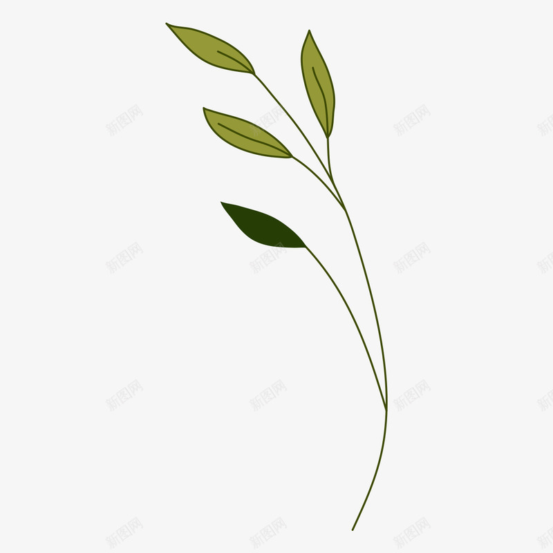 低矮小草png免抠素材_新图网 https://ixintu.com 低矮小草 卡通 手绘 水彩画 细枝 绿色叶子 装饰图案