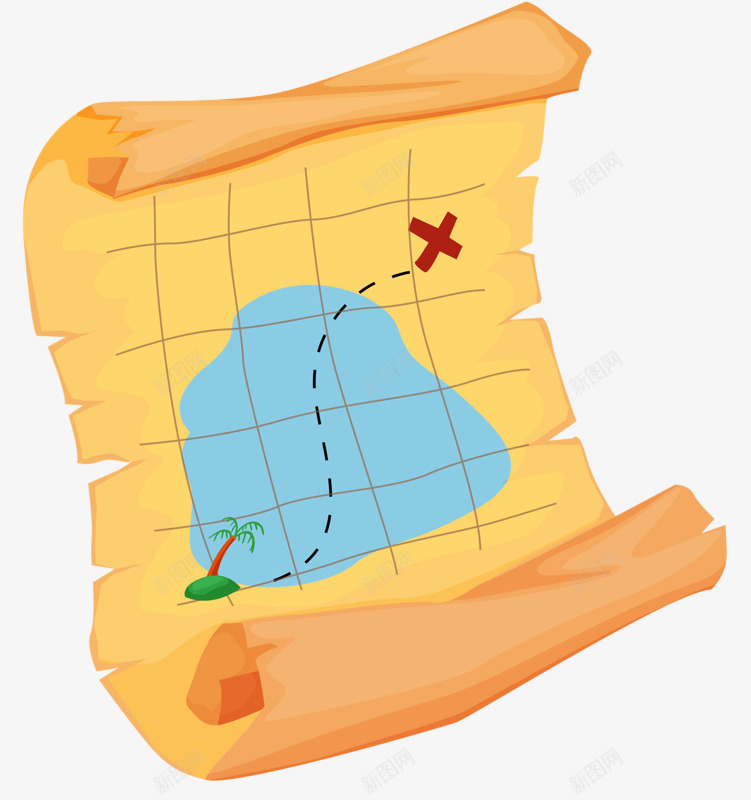 卡通手绘地图png免抠素材_新图网 https://ixintu.com 图纸 土黄色 地图 复古纸张