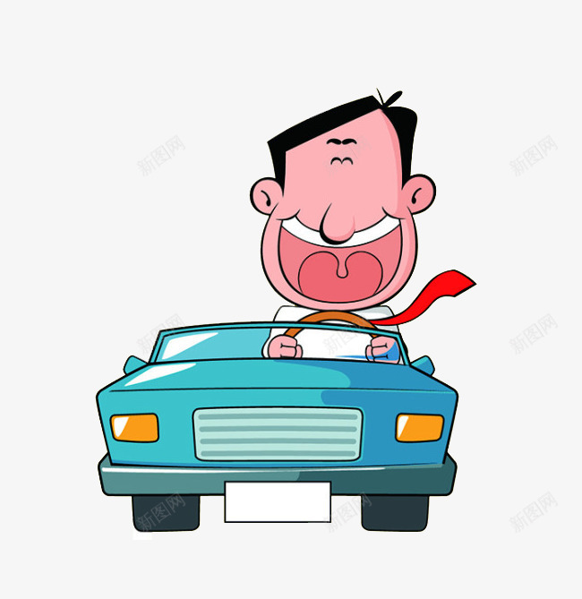 开汽车的人png免抠素材_新图网 https://ixintu.com 卡通 小汽车 手绘 男人