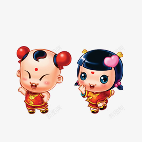 卡通人物形象png免抠素材_新图网 https://ixintu.com 中国传统儿童元素 免扣素材 卡通人物形象 古风海报制作素 春节元素 矢量图片 金童玉女