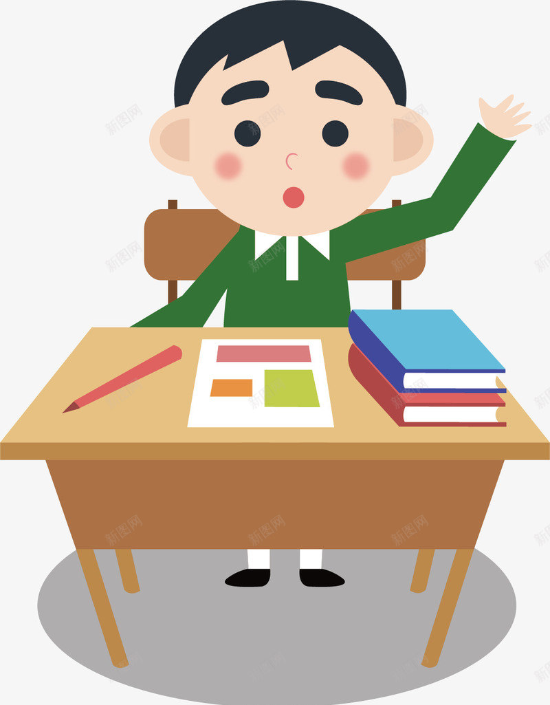 铅笔举手男孩矢量图ai免抠素材_新图网 https://ixintu.com 卡通人物 卡通手绘 女人 孩子 小男孩举手 水彩画 男人 矢量图 装饰图案 课本