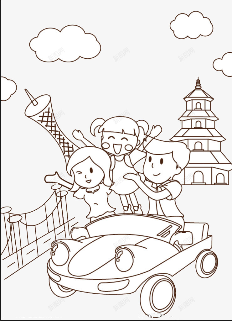 绘画书法png免抠素材_新图网 https://ixintu.com 家人 旅游 景点 自驾游