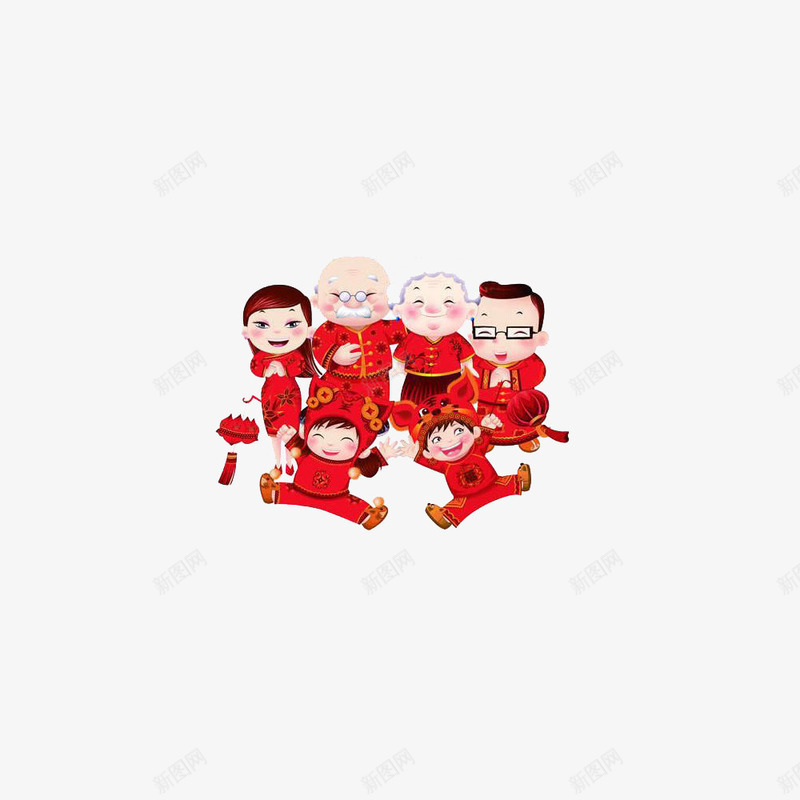 卡通全家福过年海报png_新图网 https://ixintu.com 全家福 全家福照片 卡通 卡通family 卡通小年 喜庆 团圆 小年 温馨全家福 灯笼 红色 过年