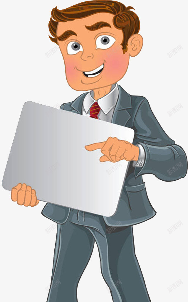 商务人物拿着白板微笑png免抠素材_新图网 https://ixintu.com 卡通手绘 商务人士 工作 微笑 男人 职场男 西装革履