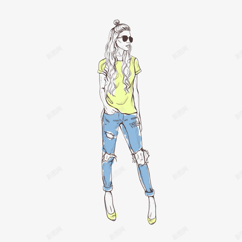 手绘时尚模特矢量图ai免抠素材_新图网 https://ixintu.com 女装服饰 女装模特 手绘时尚 手绘的 时尚模特 服装模特 矢量图