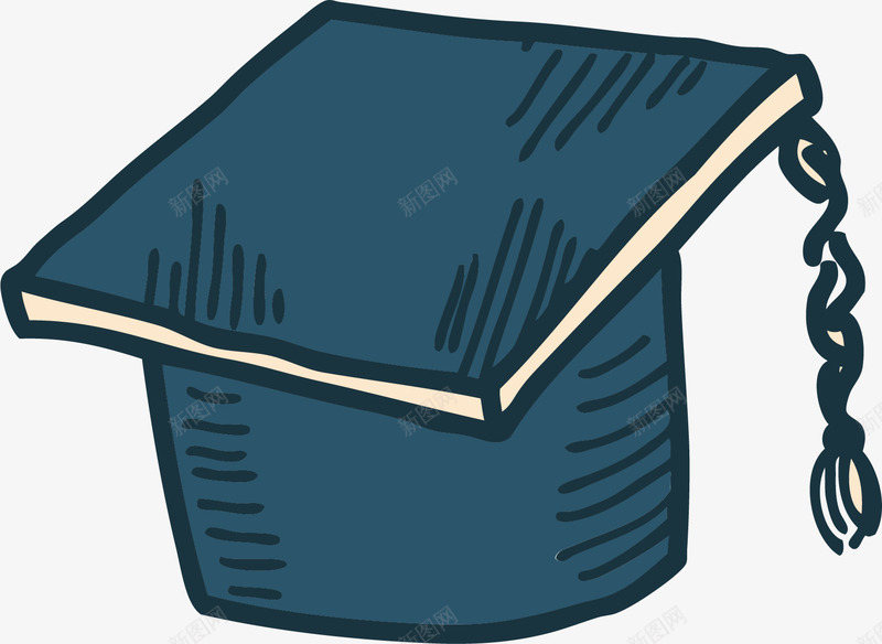 蓝色学士帽矢量图图标ai_新图网 https://ixintu.com 卡通 学士 帽子 手绘 标识 毕业 蓝色 矢量图