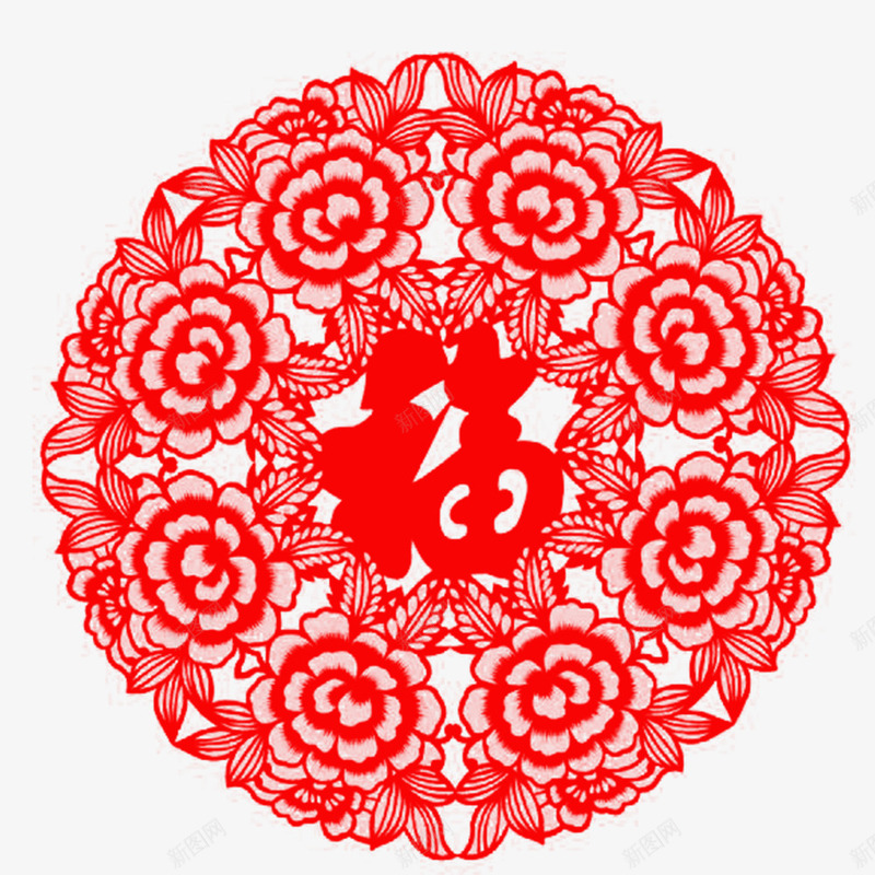 春节装饰贴纸png免抠素材_新图网 https://ixintu.com 剪纸 喜庆 春节 福到了 窗花 红色 装饰 贴纸设计