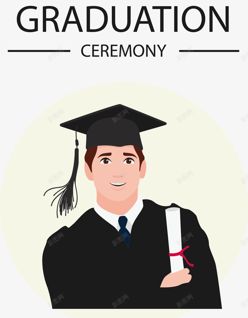 毕业男孩png免抠素材_新图网 https://ixintu.com 卡通 学士帽 手绘 毕业男孩