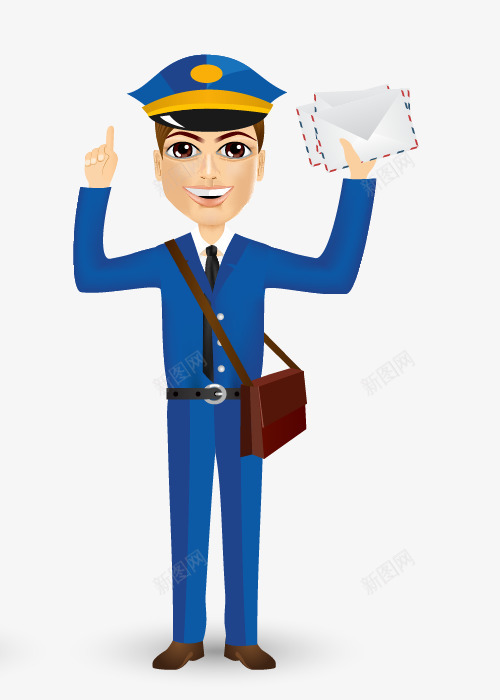 卡通手绘邮递员png免抠素材_新图网 https://ixintu.com 卡通男人 卡通邮递员 手绘人物 手绘邮递员 职业人物