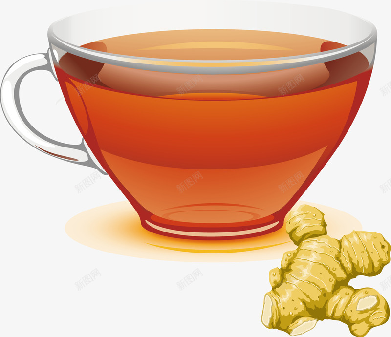红糖姜茶矢量图ai免抠素材_新图网 https://ixintu.com 下午茶 生姜红茶 茶具 茶杯 茶饮 饮品 矢量图