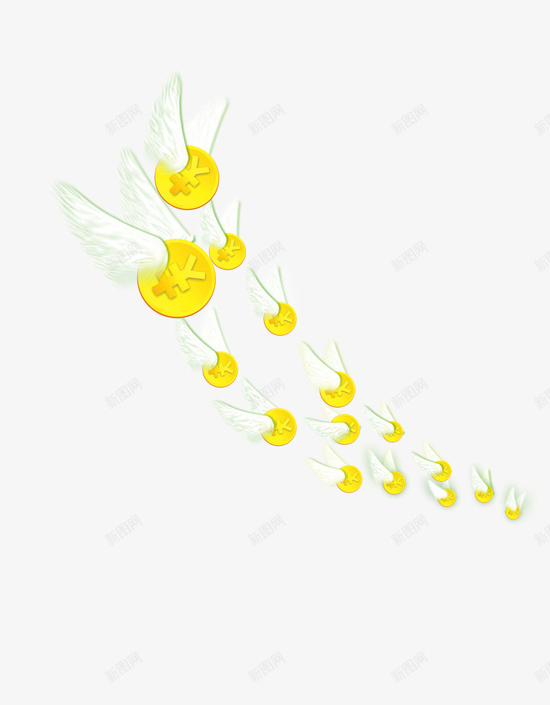 钱png免抠素材_新图网 https://ixintu.com 利益 收益 理财 票子 科技 翅膀 金融 金钱 飞