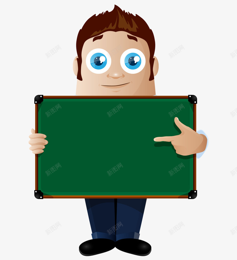 卡通手绘可爱男人拿绿色画板矢量图ai免抠素材_新图网 https://ixintu.com 卡通的人物 可爱的男人 手绘的男人 拿绿色画板的男人 矢量图