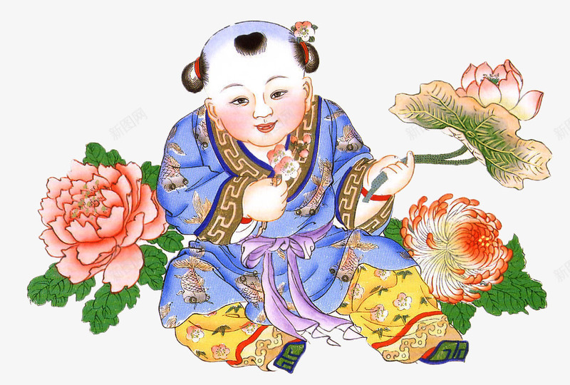 一幅年画png免抠素材_新图网 https://ixintu.com 卡通 年画 新年 春节