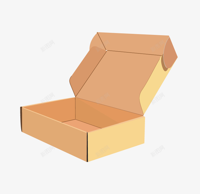 打开的纸盒png免抠素材_新图网 https://ixintu.com 打开的 纸盒 黄色