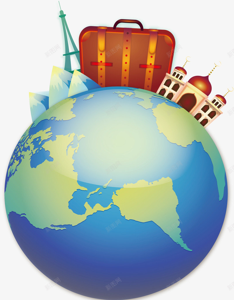 蓝色地球旅行海报png免抠素材_新图网 https://ixintu.com 世界各地 旅游季 环球旅行 矢量png 自由行路线 蓝色地球