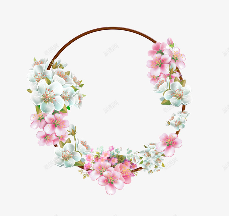 圆形花环红色花png免抠素材_新图网 https://ixintu.com 圆形 红色 花环
