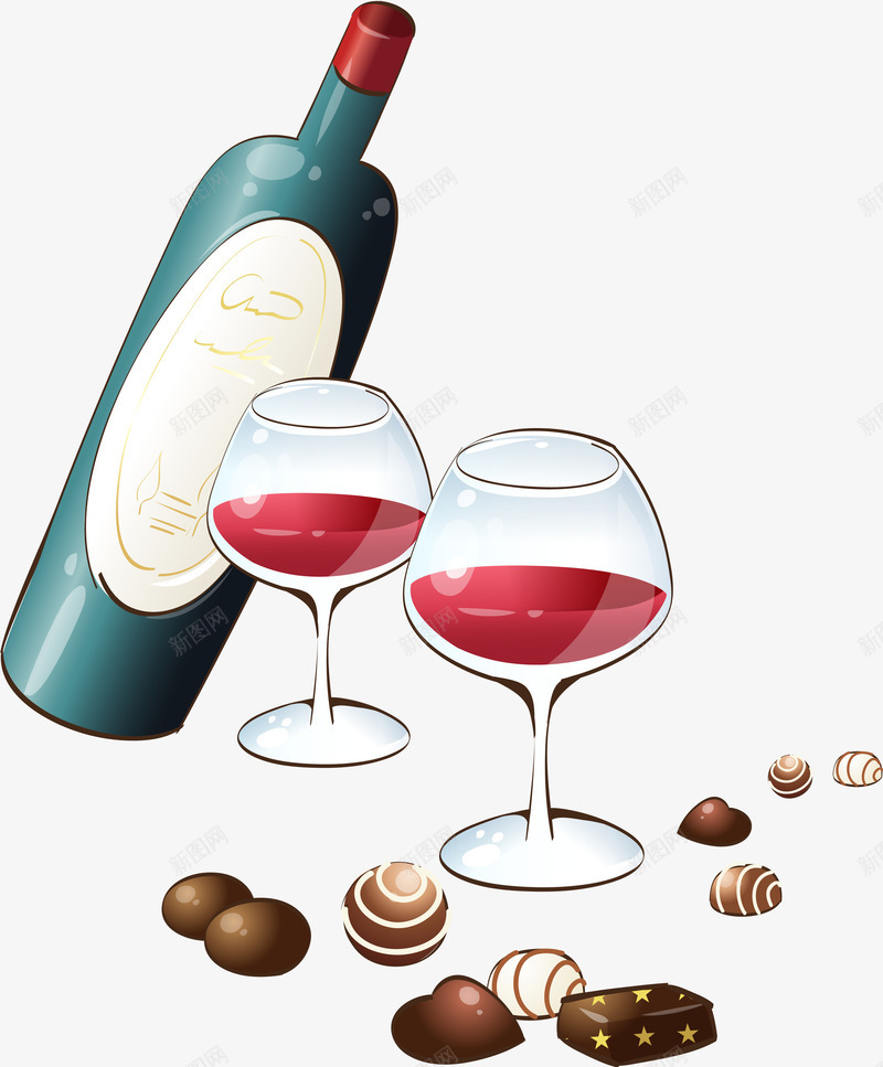 卡通年会红酒杯子png免抠素材_新图网 https://ixintu.com 卡通红酒 巧克力 年会 玻璃杯 聚会 聚餐 装饰图案