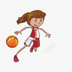 卡通女孩打篮球素材
