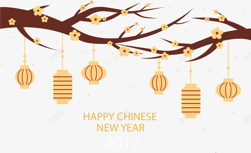 梅花树中国风2017海报png免抠素材_新图网 https://ixintu.com 2017除夕 中国风 扁平 矢量素材 除夕海报