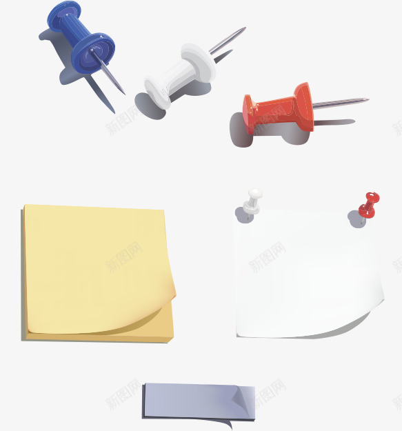办公室小图钉矢量图ai免抠素材_新图网 https://ixintu.com 便签贴 办公文具 图钉 矢量图