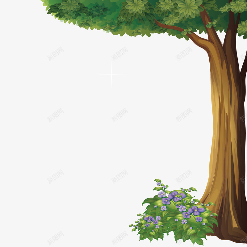 大树下png免抠素材_新图网 https://ixintu.com 树木 植物 装饰 野花