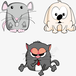 灰色动物小老鼠睡觉卡通漫画老鼠猫咪高清图片