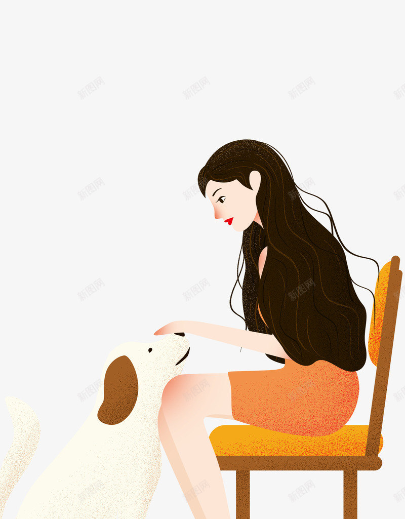卡通手绘坐在椅子上和狗狗玩psd免抠素材_新图网 https://ixintu.com 免抠卡通手绘坐在椅子上和狗狗玩耍的女孩免费下载 卡通 和狗狗 在椅子上 宠物狗 手绘坐 玩耍的女孩 长发女孩 长直发