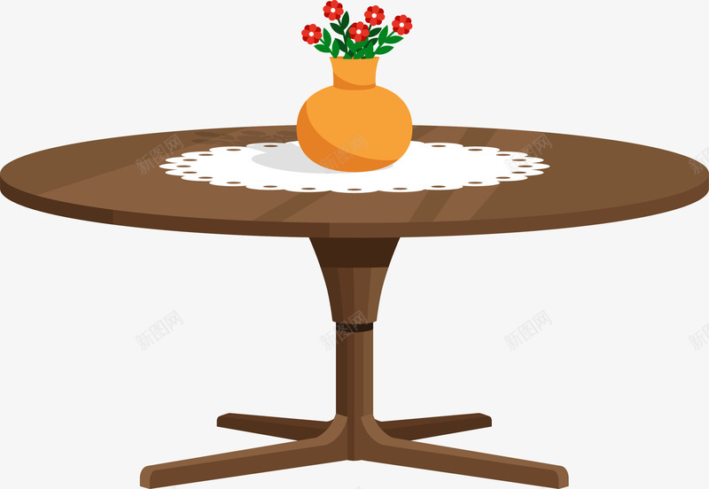 木质卡通花瓶桌子png免抠素材_新图网 https://ixintu.com 卡通桌子 圆桌 家具 家装节 木质桌子 花瓶 装饰图案
