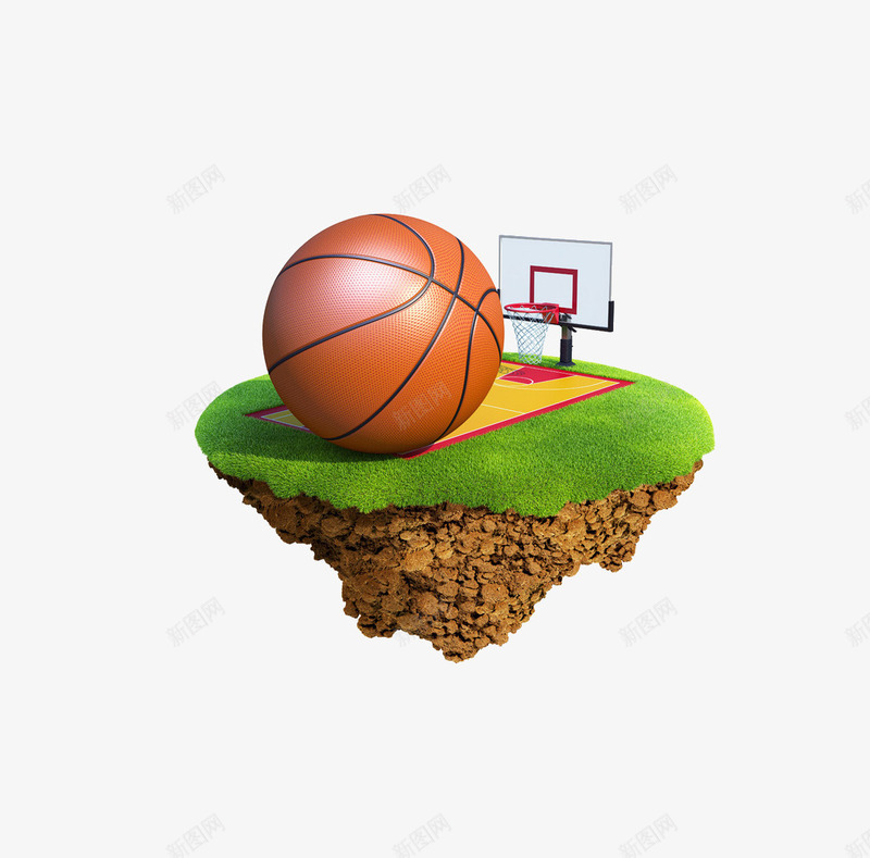 篮球场png免抠素材_新图网 https://ixintu.com 卡通 球场 篮球