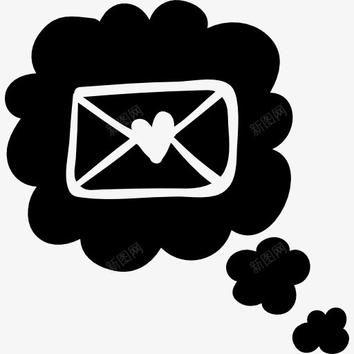 想泡一封情书图标png_新图网 https://ixintu.com 信 信封的消息 心 思想 泡沫