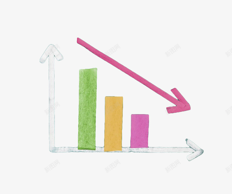 彩色图表箭头png免抠素材_新图网 https://ixintu.com 下滑 业绩 向下 图表 彩色 箭头