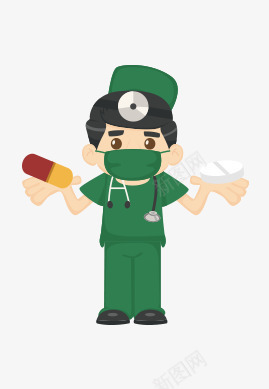 绿色衣服男护士吃药二png免抠素材_新图网 https://ixintu.com 吃药二 男护士 绿色衣