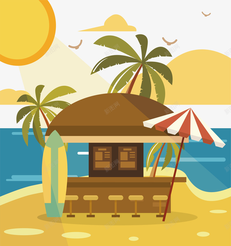 海滩小酒吧png免抠素材_新图网 https://ixintu.com 小木屋 小酒吧 海边度假 矢量png