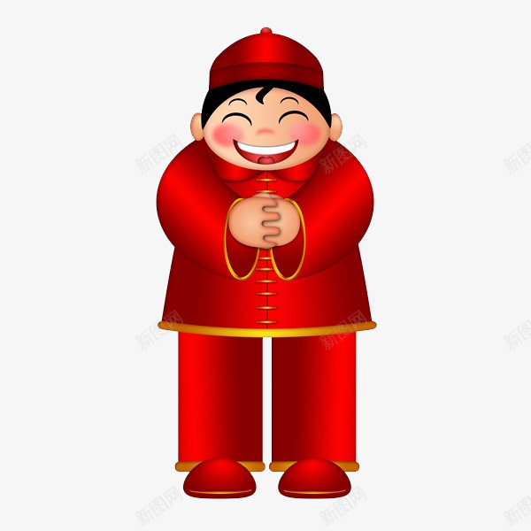 拜年的卡通男生简图png免抠素材_新图网 https://ixintu.com 动作 古代 喜庆 帽子 拜年 新年 春节 服饰