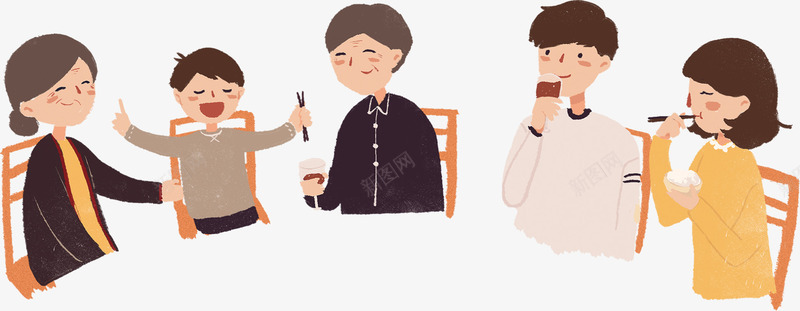 卡通新年团圆一家人png免抠素材_新图网 https://ixintu.com 卡通一家人 团圆 团聚 新年 新春 春节 过年
