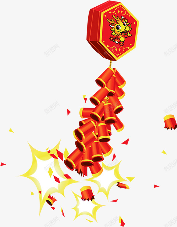 红色新年春节鞭炮png免抠素材_新图网 https://ixintu.com 新年 春节 红色 鞭炮