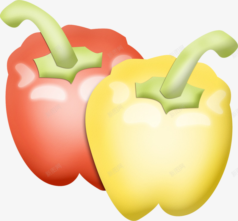 蔬菜甜辣椒png免抠素材_新图网 https://ixintu.com 手绘 甜辣椒 红色 菜椒 蔬菜 食材 黄色