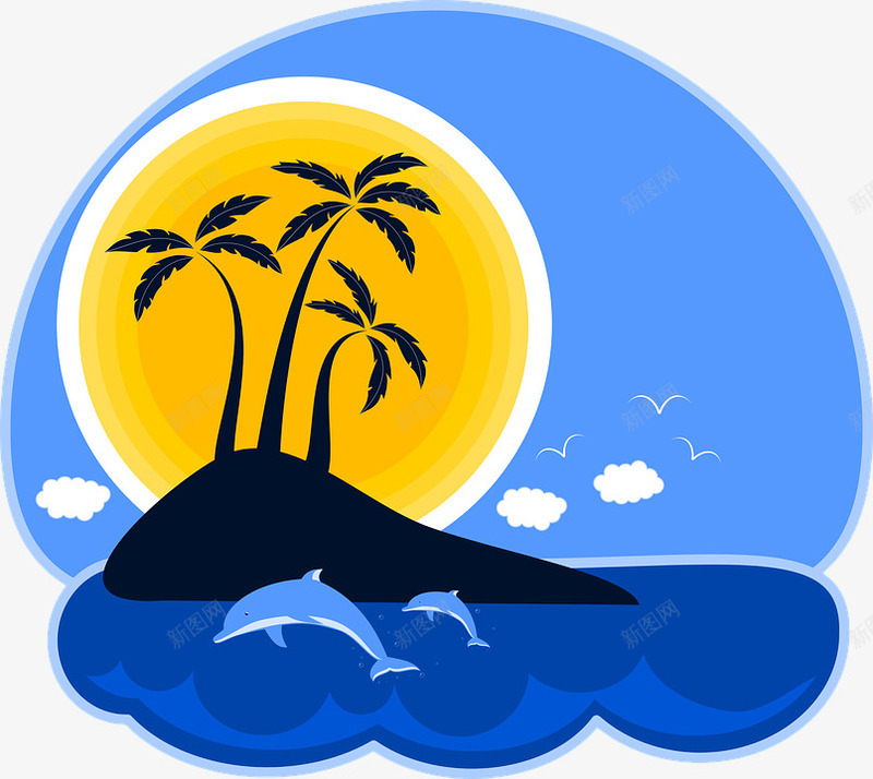椰树海岛png免抠素材_新图网 https://ixintu.com 岛 度假 景观 海 海岛小船