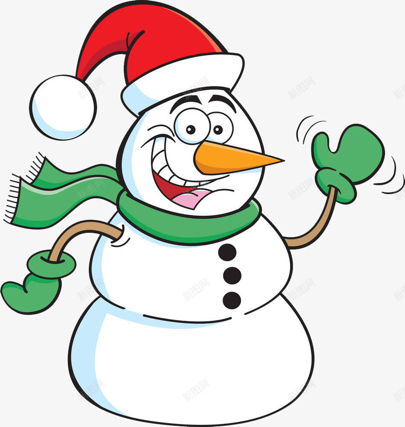 兴奋挥手可爱小雪人png免抠素材_新图网 https://ixintu.com 卡通 圣诞节 打招呼 挥手 生动 节日 装饰 雪人