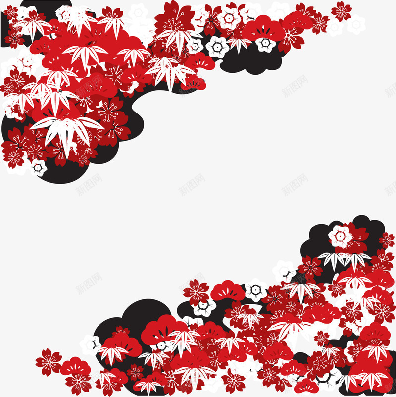 装饰喜庆中国红色花纹图案png免抠素材_新图网 https://ixintu.com 中国风 春节元素 红色 装饰