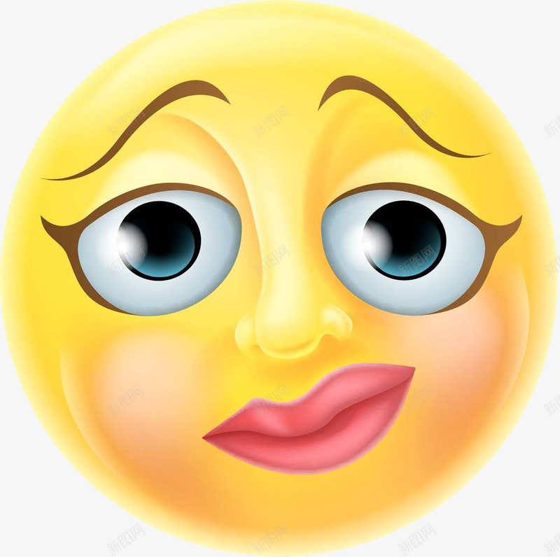 涂色红的女士表情png免抠素材_新图网 https://ixintu.com 卡通 搞怪 腮红 表情 逗比表情