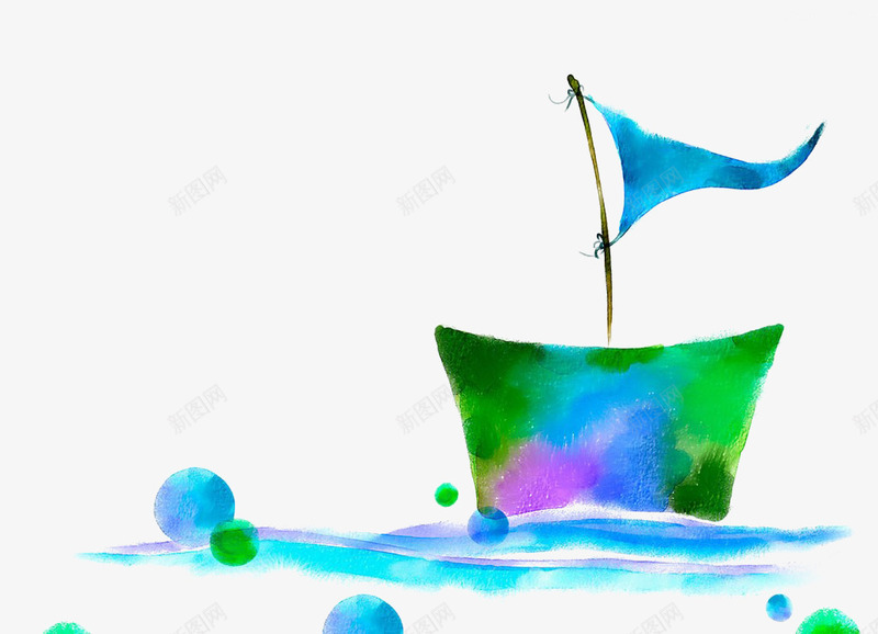 水彩帆船png免抠素材_新图网 https://ixintu.com 帆船 彩色 手绘 扬帆 杨帆 水彩 航海 起航
