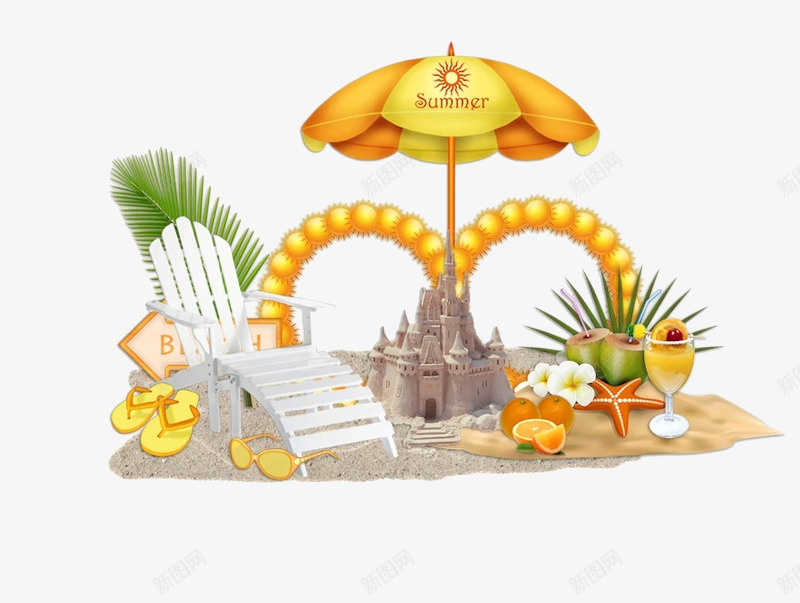 椅子和太阳伞png免抠素材_新图网 https://ixintu.com 太阳伞 手绘 椅子 饮料