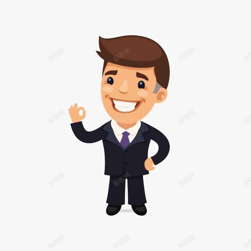 手绘卡通装饰西装男人海报png免抠素材_新图网 https://ixintu.com 人物 人物介绍 动漫人物 卡通人物 商务人士男人 男孩和女孩 职业人士 西装男人